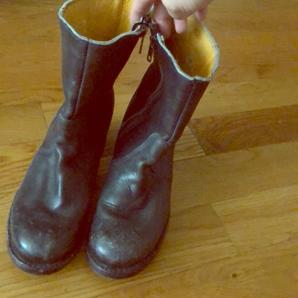 Frye Black Leather Motorcycle Boot